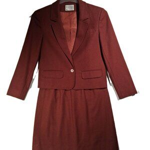 PENDLETON WOOL SUIT 8-10 Wine Blazer/Jacket & Skirt Made USA Vintage Classic EXC